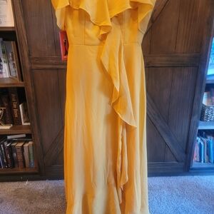 Elegant Yellow Ruffle Dress